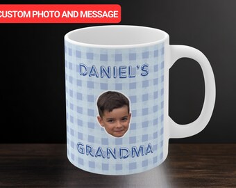 Personalised Baby Face Photo Mug, Balloons Baby Picture Cup, New Grandparents Mug Keepsake, New Mom Dad Coffee Gift, Custom Kids Face Mug