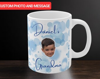 Personalised Baby Face Photo Mug, Balloons Baby Picture Cup, New Grandparents Mug Keepsake, New Mom Dad Coffee Gift, Custom Kids Face Mug