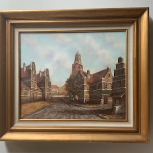 Beautiful Old World Painting of Amsterdam Street
