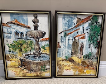 Bernard Dufour Flower Sellers, Signed Original Acrylic Painting on