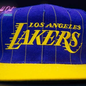 Vintage Los Angeles Lakers Pinstripe Script Snapback Hat NBA