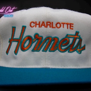 Vintage Charlotte Hornets Double Script Snapback Hat NBA