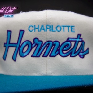 Vintage Charlotte Hornets Double Script Snapback Hat NBA