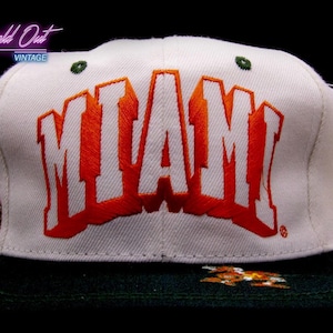 Vintage Cap Boy Block Head White Miami Hurricanes Snapback Hat NCAA