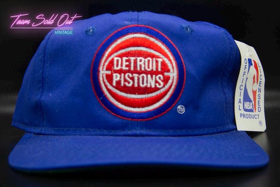Vintage Detroit Piston Hat Snap Back Red White Blue Side