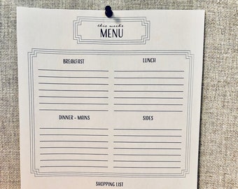 Essensplaner und Einkaufsliste | Menüplaner Printable | Wochenplaner | Meal Prep | Wochenplaner | Digitaler Download