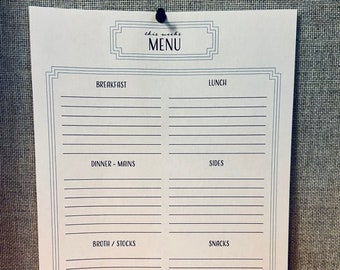Menüplaner Printable | Mahlzeitenplaner | Wochenplaner | Meal Prep | Wochenplaner | Digitaler Download