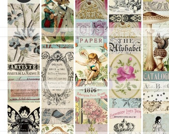 junk journal words images, printable snippet rolls, belly bands, digital collage sheet, ephemera kit bullet journals scrapbook paper crafts