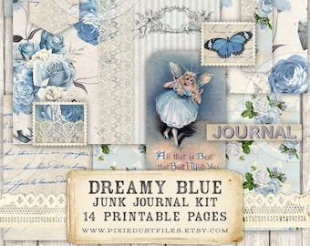 junkjournal【vintage Blue】 Junk Journal Kit Vintage Blue: Vintage Ephemera for Junk