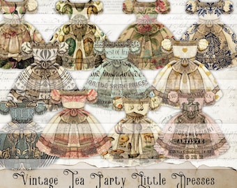 Dresses Junk Journal Kit Paper Doll Dress Vintage Images for Junk Journals printable paper tags digital collage sheet tea party dresses