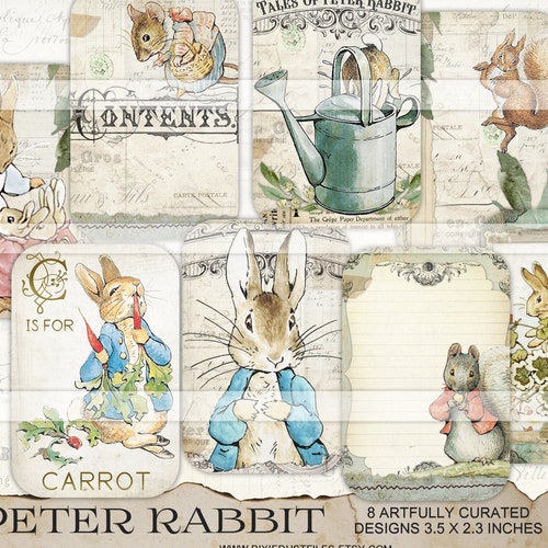 Peter Rabbit Printable Collage Sheet Junk Journal Digital Kit - Etsy