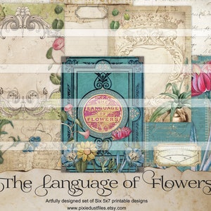 Junk Journal Kit Vintage Botanical Flowers Vintage Images Printable Antique Botanical Ephemera digital collage sheet journal pages scrapbook