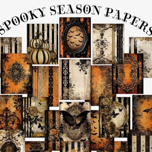 Papiers imprimables Spooky Season, kit de journal indésirable, pages, scrapbooking, fabrication de cartes, imprimables Halloween, travaux manuels, téléchargement numérique