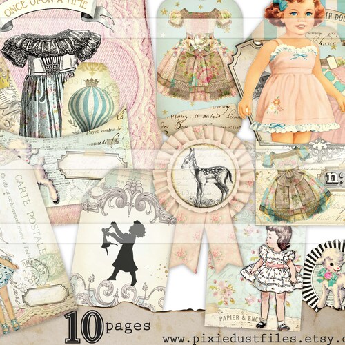 Printable Paper Doll Junk Journal Kit Vintage Paper Doll Etsy