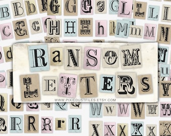 Printable Ransom Note Letters, Random Letters, alphabet letters, digital download, junk journal ephemera, cut out alphabet set, vintage