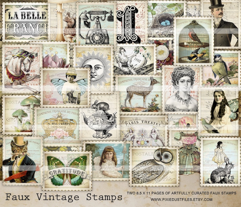 Printable Faux Postage Stamps Printable Vintage Images - Etsy