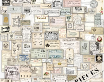 Printable Junk Journal Ephemera, Digital Download, Vintage Ephemera Collage Papers, Junk Journal Essentials, French Invoices, Advertisements