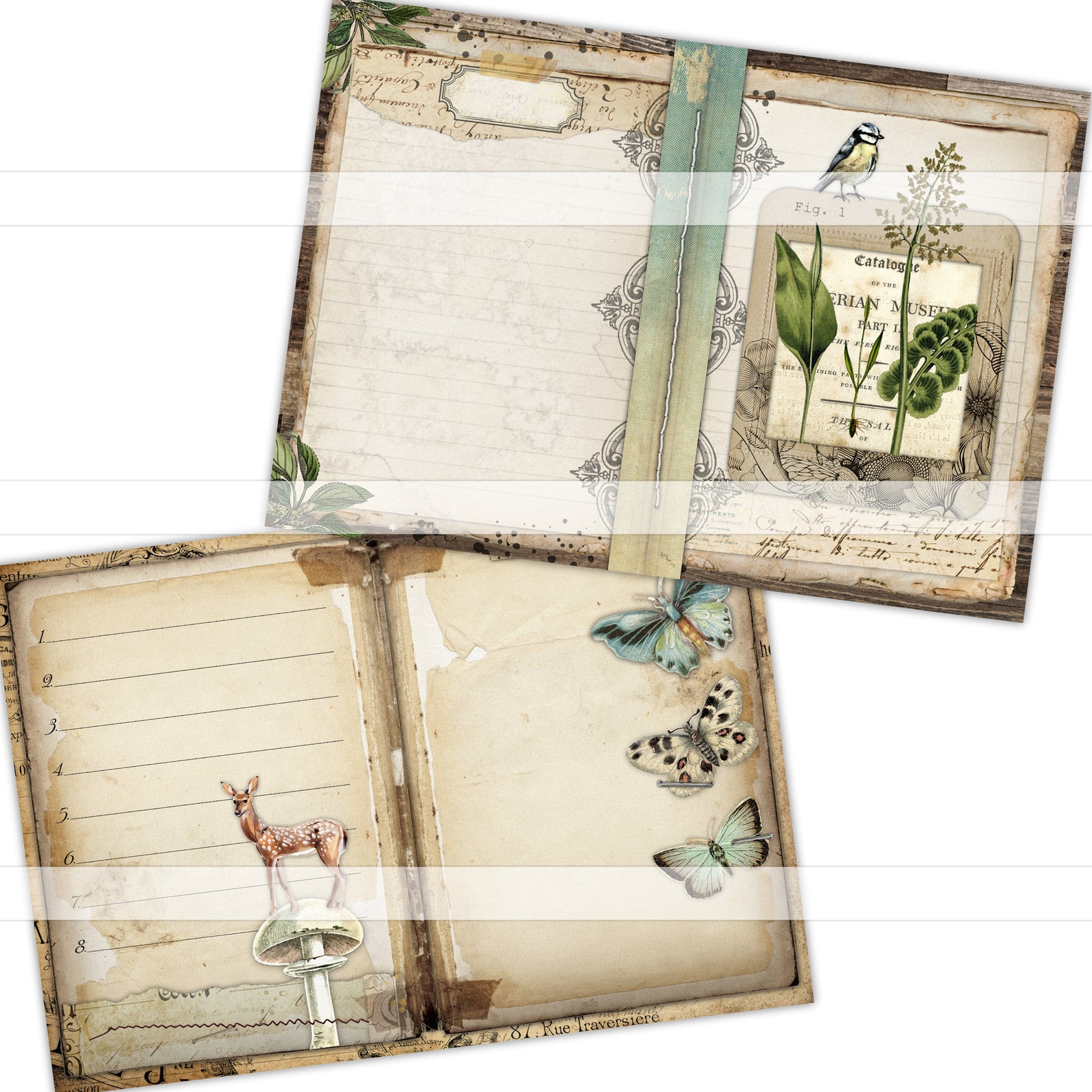Woodland Forest Junk Journal Printable Kit Vintage Paper Pages Digital ...