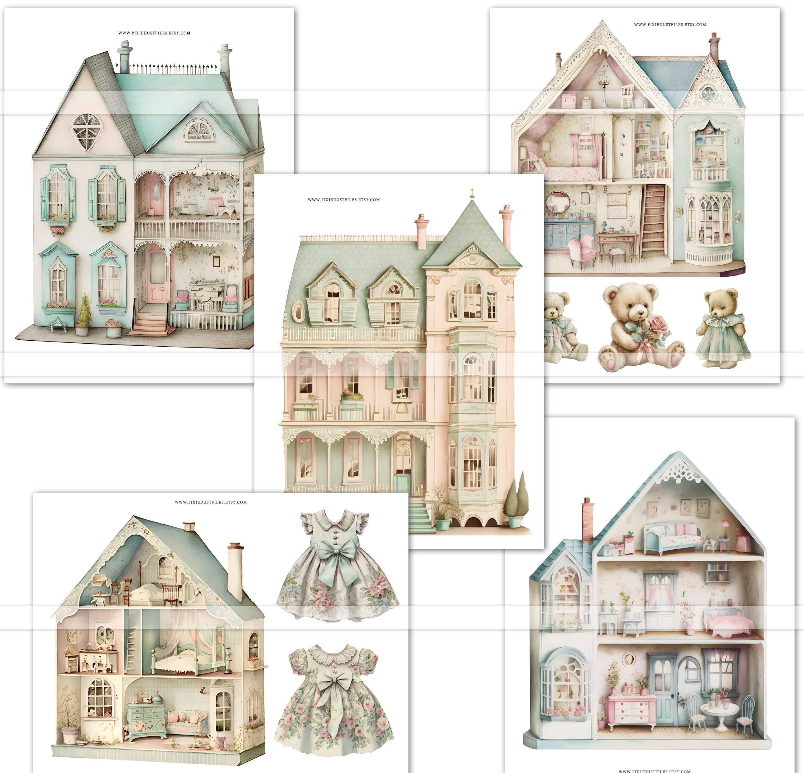 Printable Paper Doll Kit Junk Journal Ephemera Digital Papers 