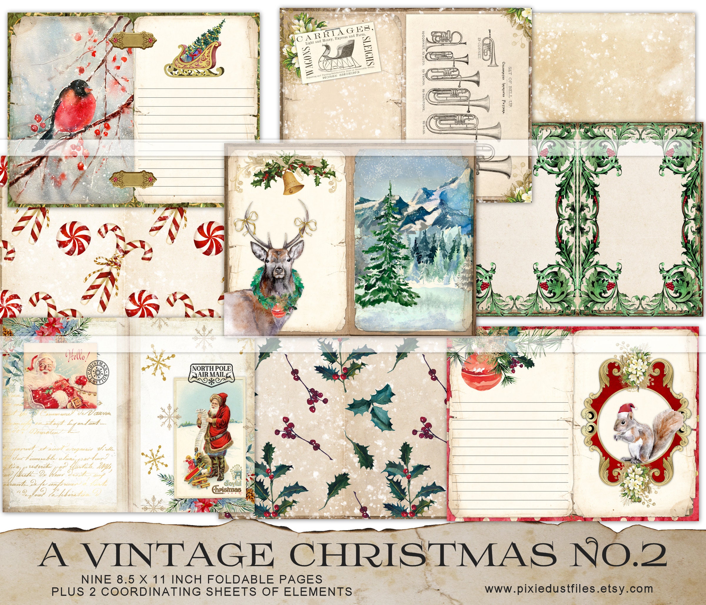 Christmas Junk Journal Kit, Christmas Scrapbook Kit 45+ Holiday Craft  Supplies