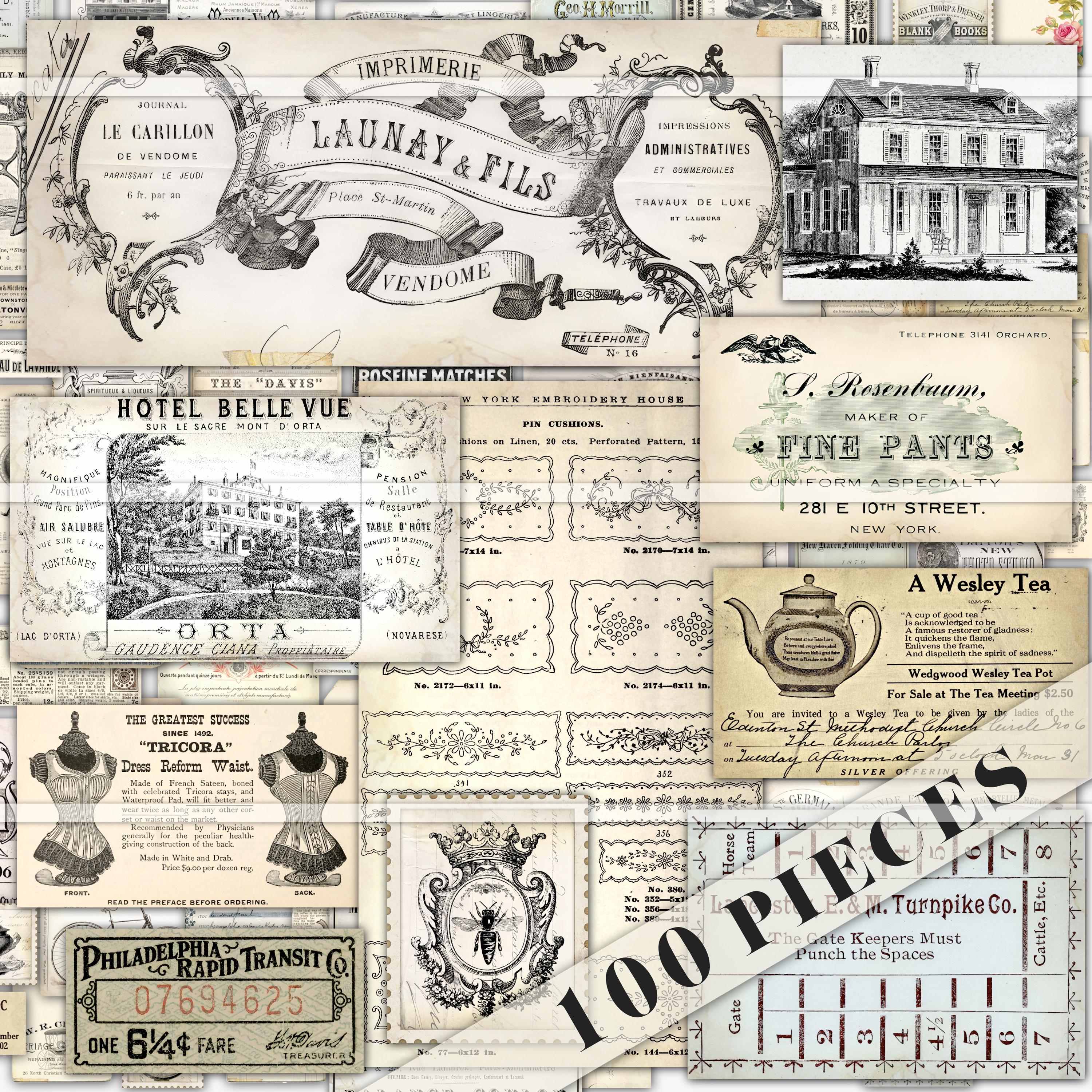 Printable Junk Journal Ephemera, Digital Download, Vintage Ephemera ...