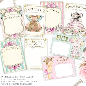 cartões de botão vintage, para impressão, suprimentos para diários com tema de costura, cartões de registro no diário, folha de colagem digital, kit digi, coisas efêmeras de costura