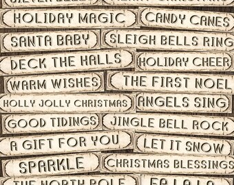 Christmas Word Tags, Printable Christmas Junk Journal Kit, DIGITAL DOWNLOAD, Christmas Quotes, Vintage Christmas Ephemera Digit Kit