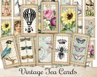 Printable Vintage Tea Cards, Ephemera, Labels (Digital Download)