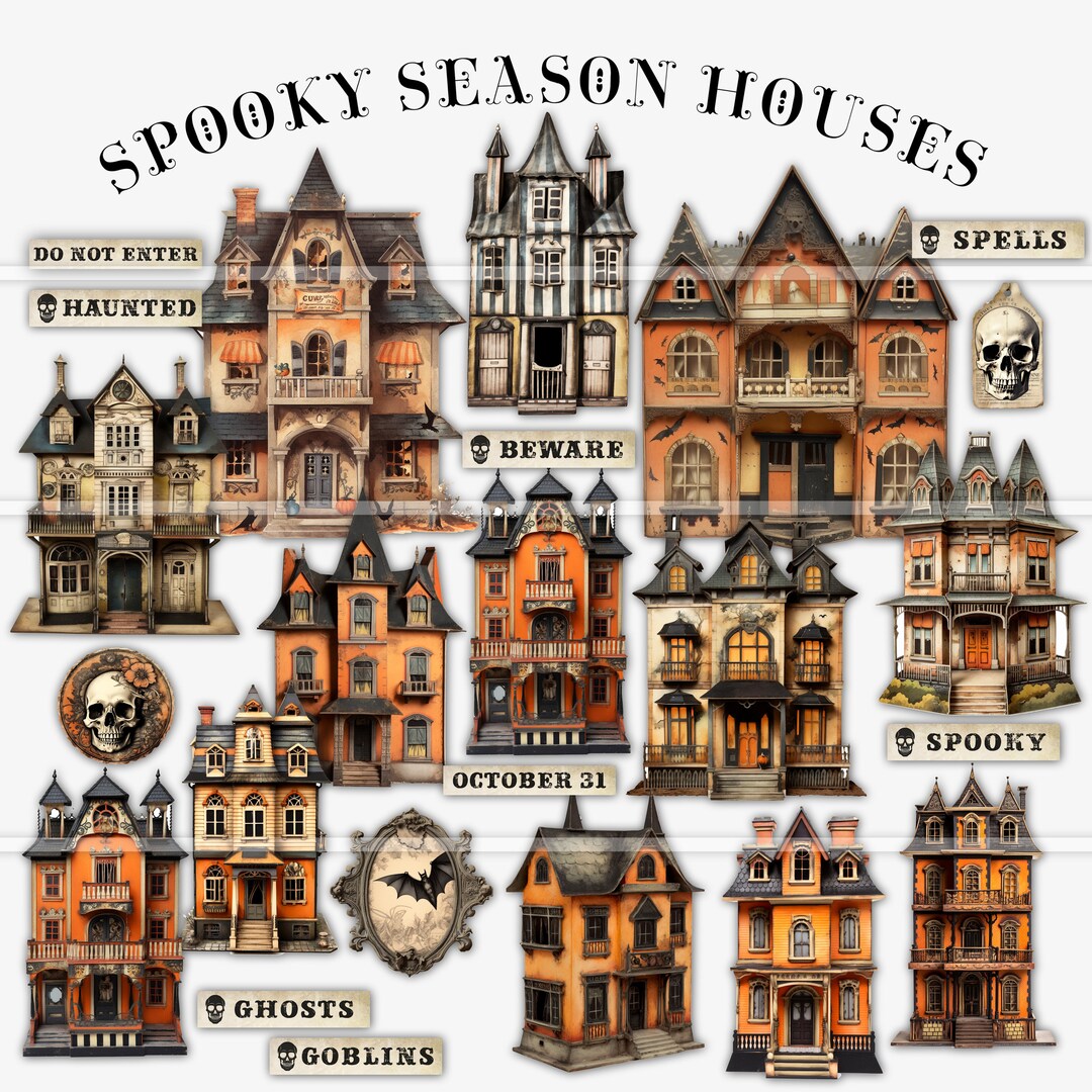 Printable Halloween Haunted Dollhouse, Junk Journal Digital Ephemera ...