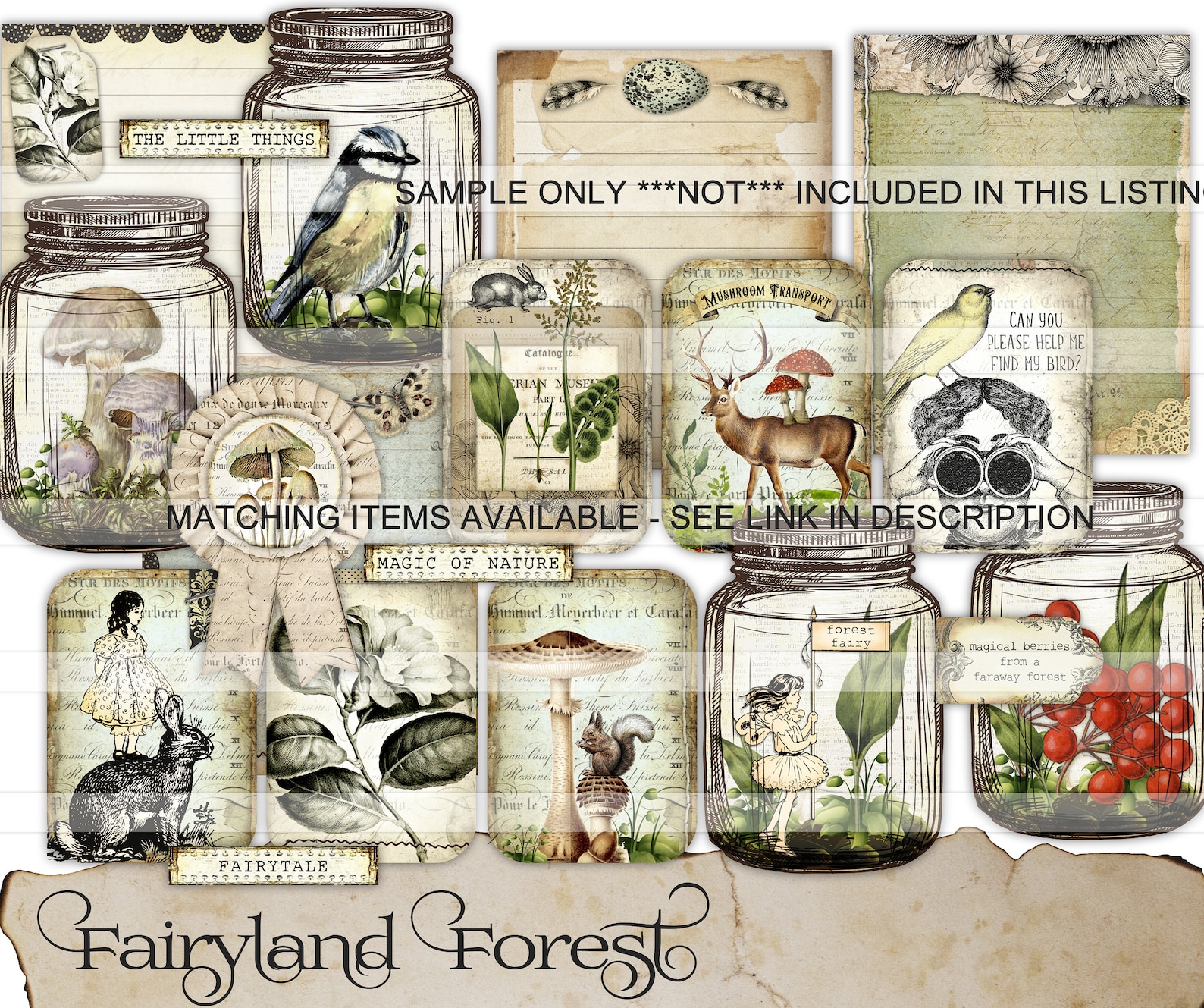 Woodland Junk Journal Kit: Vintage Ephemera, Forest Animals (digital ...