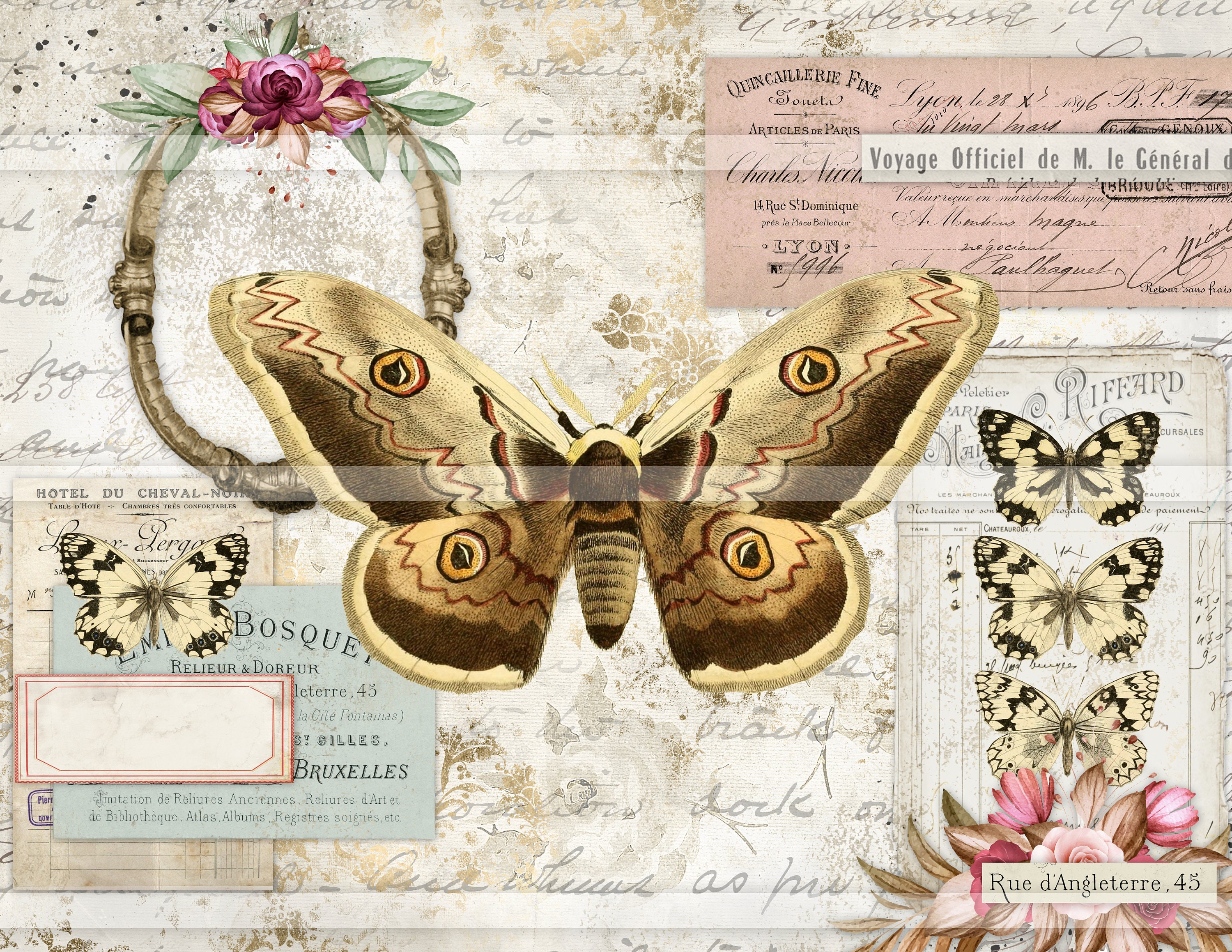 Butterfly Junk Journal Pages Printable Papers Vintage - Etsy