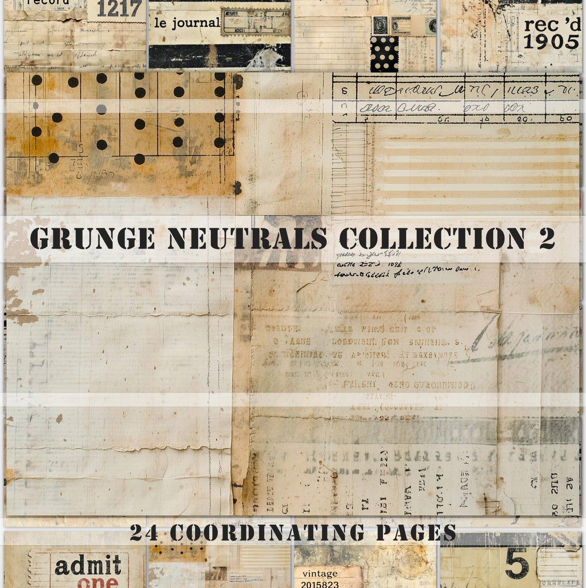 Printable Neutral Junk Journal Printable Papers, Grunge, Foldable ...