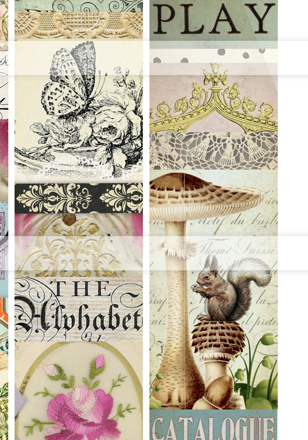 Junk Journal Words Images Printable Snippet Rolls Belly | Etsy