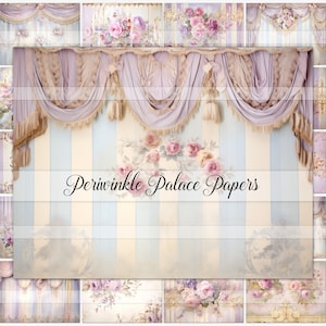 Printable Periwinkle Junk Journal Papers, foldable journal pages, theater curtains, lavender digital paper, purple, lilac, digital ephemera