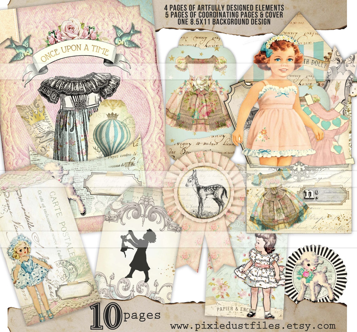 Printable Paper Doll Junk Journal Kit Vintage Paper Doll | Etsy
