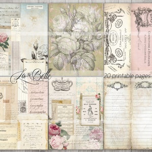 La Belle Junk Journal Kit, Printable Pages, French Invoices, Vintage ...
