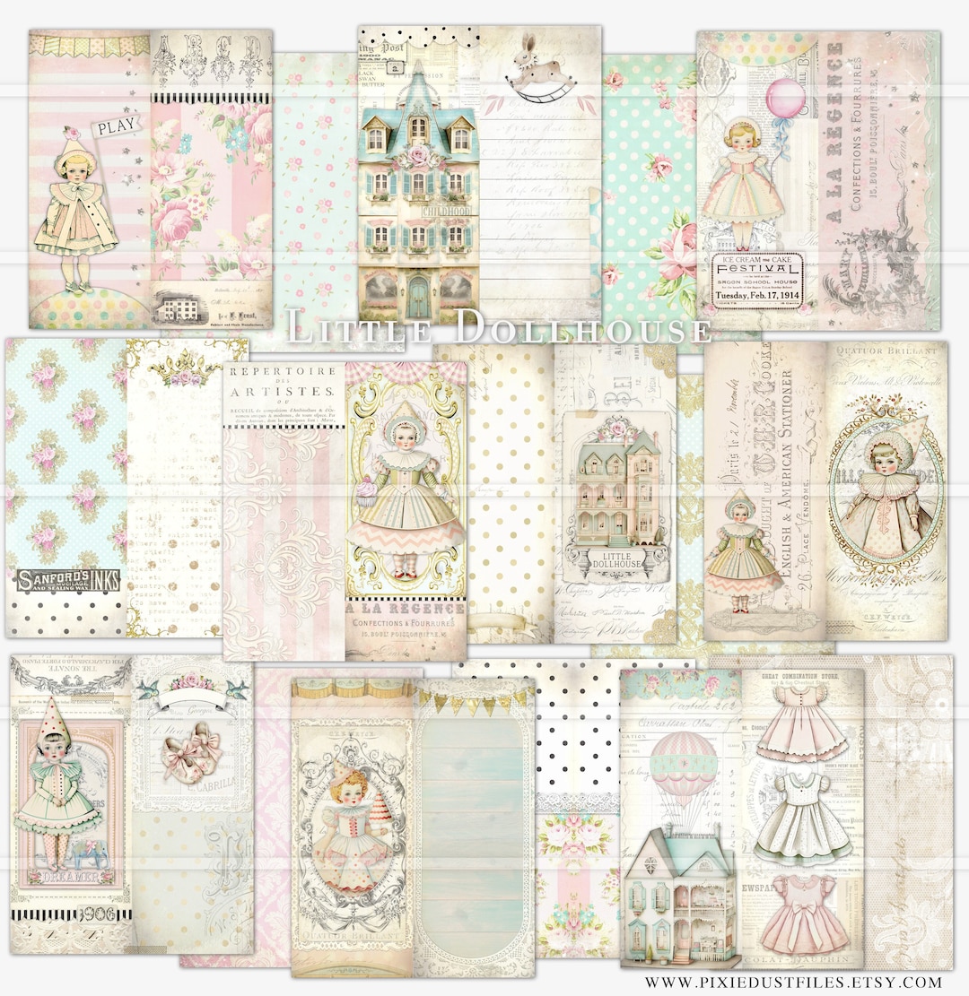 Paper Doll Junk Journal Kit, Tall and Slim Journal, Printable Kit ...