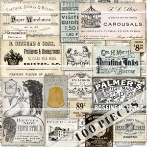 Junk Journal Essentials, Printable vintage ephemera, french invoices, advertisments, digital kit, vintage paper, junk journal ephemera