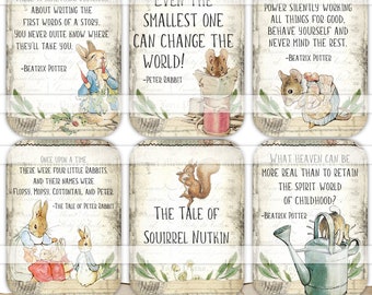 Printable Peter Rabbit Quotes Beatrix Potter Images digital collage sheet vintage book images junk journal kit journaling cards atc aceo