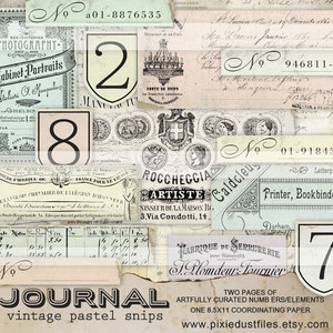 Etiquetas Numéricas Vintage - Material Impresso para Diários de Arte (Download Digital)