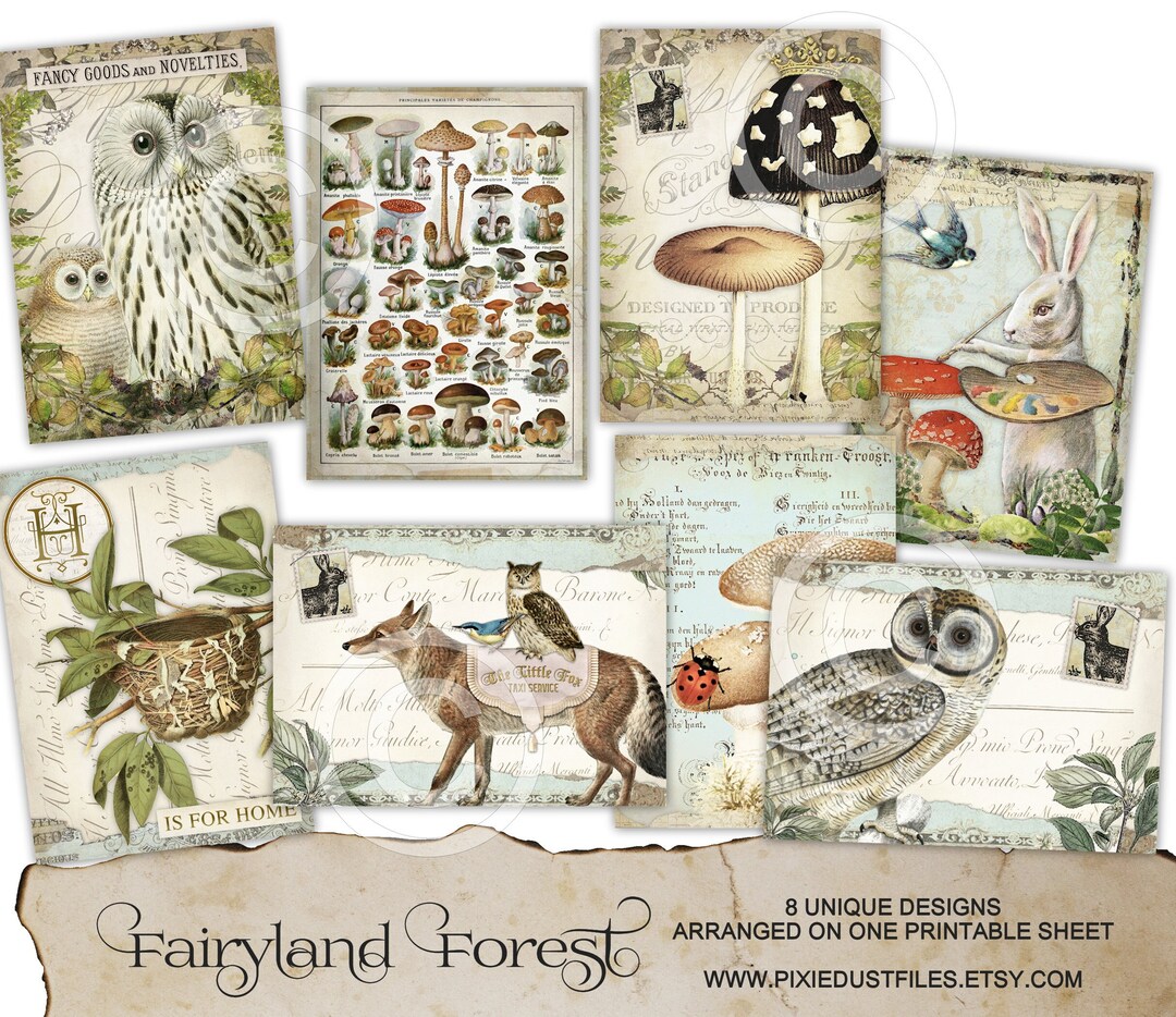Printable Junk Journal Kit Mushrooms Digital Ephemera Pack Bullet ...
