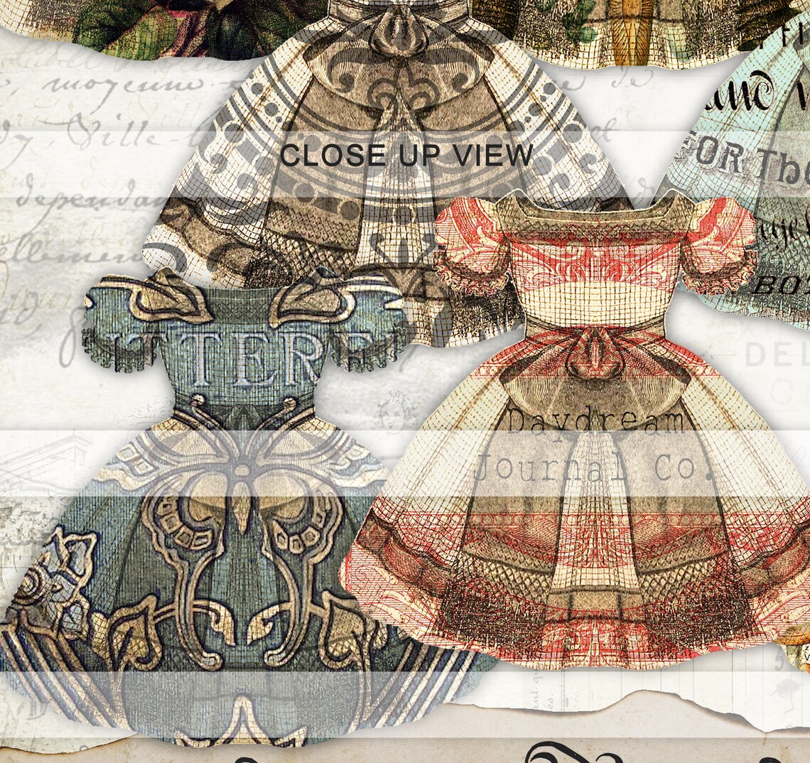 Junk Journal Kit Vintage Paper Doll Dresses Printable Ephemera - Etsy