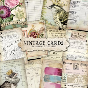 Stare księgi, karty do druku ATC do dziennika śmieci, francuskie faktury, POBIERANIE CYFROWE, zestaw do cyfrowego dziennika, antyczne papierowe etykiety do dziennika