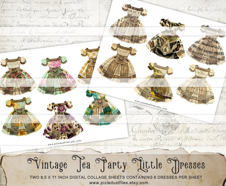 Printable Paper Doll Dress Digital Collage Sheet Junk Journal Etsy