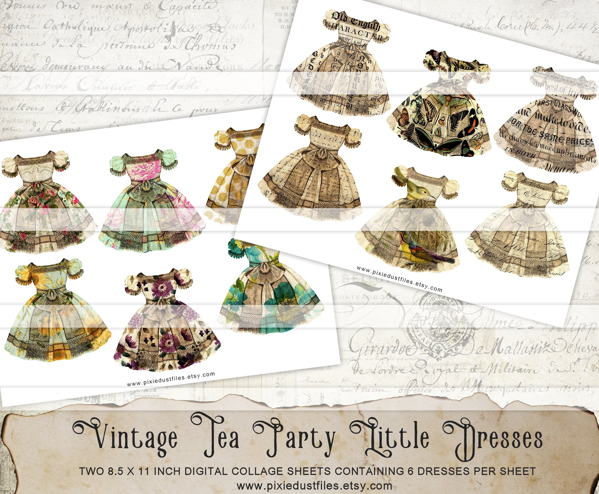 Printable Paper Doll Dress Digital Collage Sheet Junk Journal Kit ...