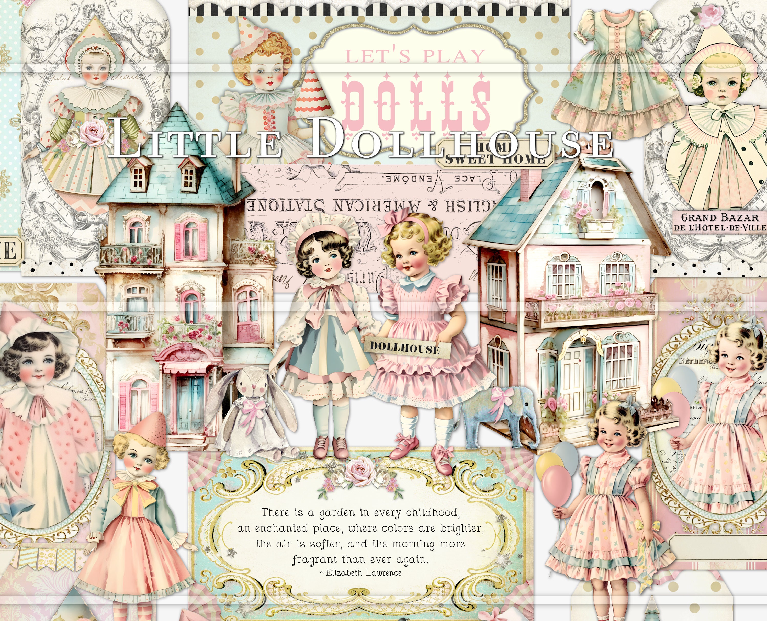 Paper Doll Junk Journal Kit, Tall and Slim Journal, Printable Kit ...