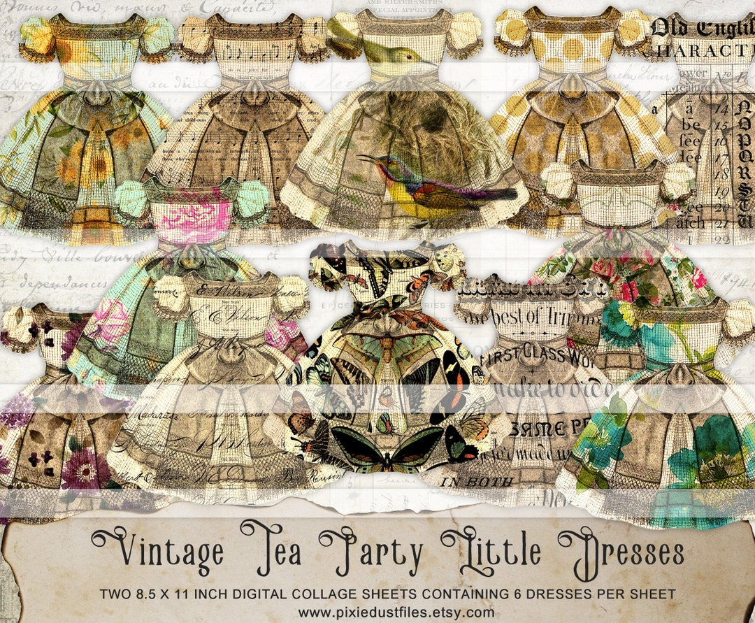 Printable Paper Doll Dress Digital Collage Sheet Junk Journal Kit ...