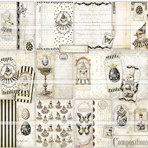 A Little Bird ... junk journal kits, pages, vintage ephemera, tags, faux stamps, printable, digital download, scrapbook paper, birds eggs