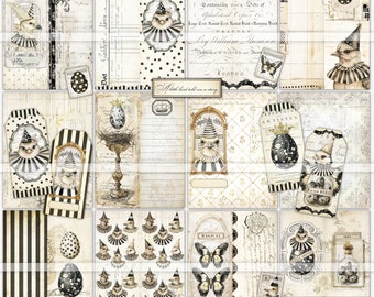 A Little Bird ... junk journal kits, pages, vintage ephemera, tags, faux stamps, printable, digital download, scrapbook paper, birds eggs