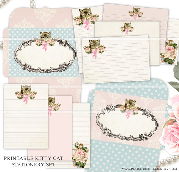 Cat Stationery Paper Instant Download Printable Writing - Etsy